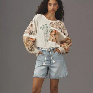 NWT Pilcro Patchwork Batwing Top size L